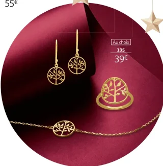 Bague, boucles d'oreilles ou bracelet plaqué or la VIE en OR