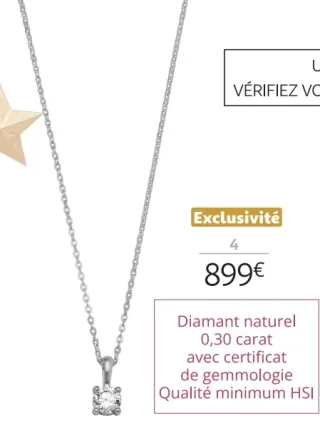 Collier platine et diamant 0,30 carat la VIE en OR