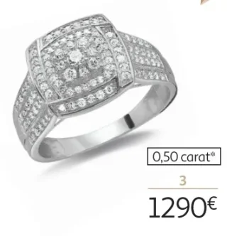 Bague or blanc 750 millièmes et diamants 0,50 carat la VIE en OR