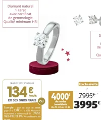 Solitaire platine et diamant 1 carat la VIE en OR