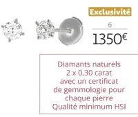 Boucles d'oreilles platine et diamants 0,60 carat la VIE en OR