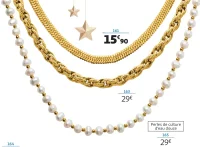 Collier acier doré et perles de culture d'eau douce 45 cm La Vie en Or Réf. 830034