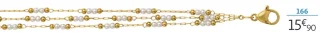Bracelet acier doré et perles synthétiques blanches 20 cm La Vie en Or Réf. 956674