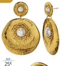 Boucles d'oreilles acier doré et perles synthétiques blanches La Vie en Or Réf. 171185