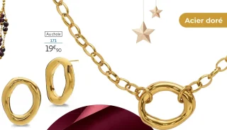 Boucles d'oreilles ou Collier acier doré au choix la VIE en OR