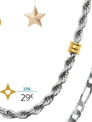 Collier acier bicolore - 55 cm