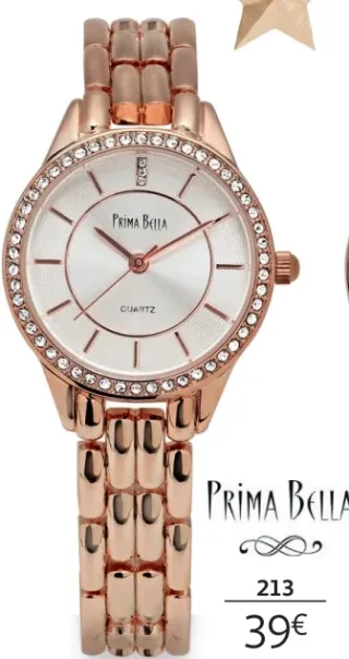 Montre femme PRIMA BELLA rosée et strass