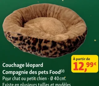 Couchage léopard Compagnie des pets Food pour chat ou petit chien