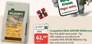 Croquettes REAL NATURE Wilderness Pour chat adulte saveur poulet - 7kg