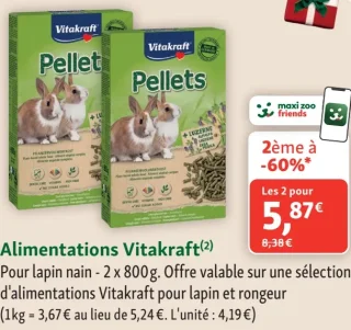 Alimentations Vitakraft Pour lapin nain - 2 x 800 g