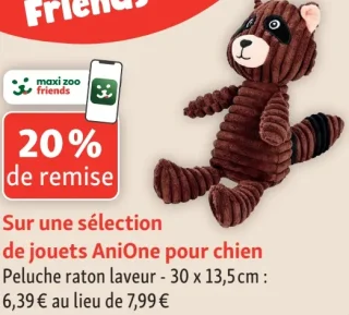 Peluche raton laveur AniOne pour chien