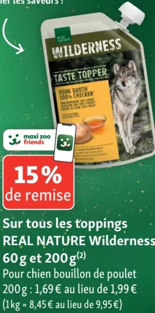 Toppings REAL NATURE Wilderness Pour chien bouillon de poulet - 200g