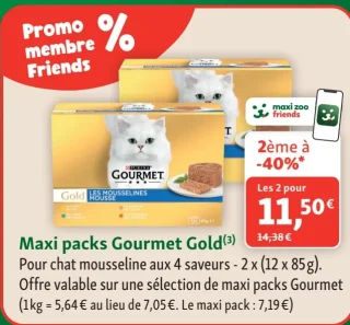 Maxi packs Gourmet Gold Pour chat mousseline aux 4 saveurs - 2 x (12 x 85g)
