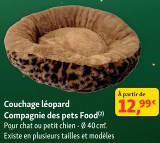 Couchage léopard Compagnie des pets Food Pour chat ou petit chien - Ø 40 cm