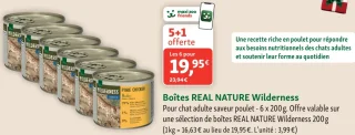 Boîtes pour chat adulte saveur poulet REAL NATURE Wilderness 6 x 200 g