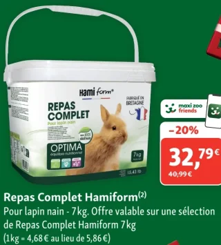 Repas Complet Hamiform Pour lapin nain - 7kg