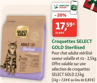 Croquettes SELECT GOLD Sterilised saveur volaille et riz