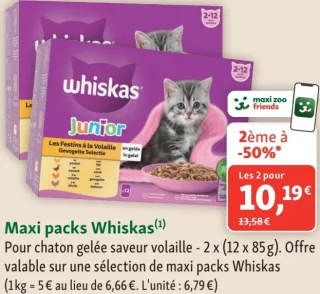 Maxi packs Whiskas Pour chaton gelée saveur volaille - 2 x (12 x 85g)