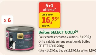 Boîtes SELECT GOLD Pour chatte et chaton < 4 mois - 6 x 200g