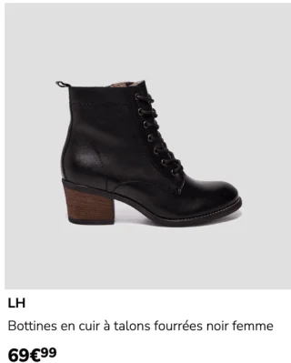 Bottines en cuir à talons fourrées noir femme LH