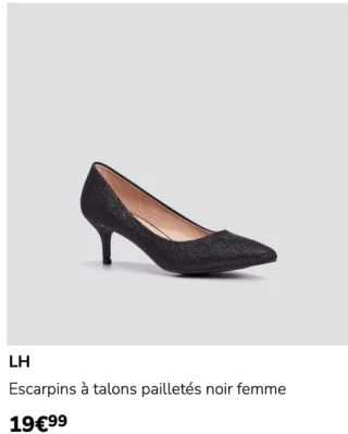 Escarpins à talons pailletés noir femme LH