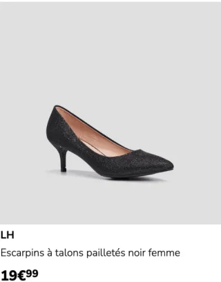 Escarpins à talons pailletés noir femme
