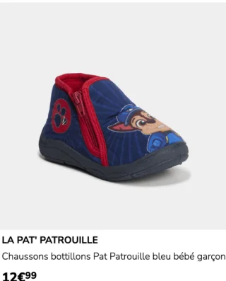 Chaussons bottillons Pat Patrouille bleu bébé garçon