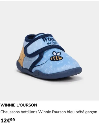 Chaussons bottillons Winnie l'ourson bleu bébé garçon
