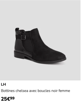 LH Bottines chelsea avec boucles noir femme