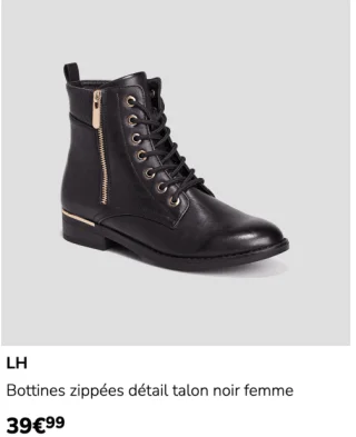 LH Bottines zippées détail talon noir femme