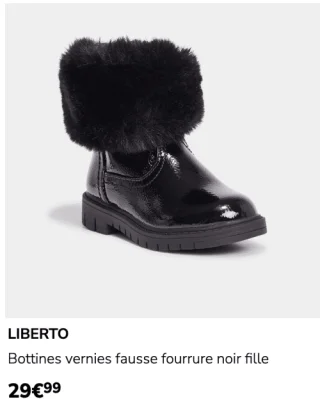 Bottines vernies fausse fourrure noir fille Liberto