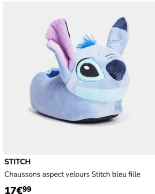 Chaussons aspect velours Stitch bleu fille
