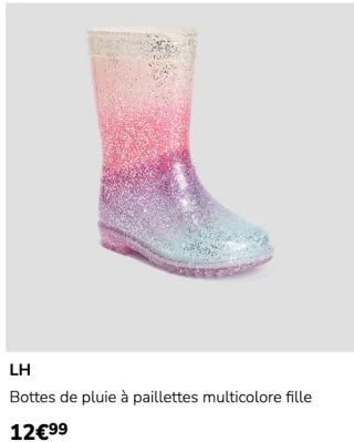 Bottes de pluie à paillettes multicolore fille LH