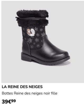 LA REINE DES NEIGES Bottes Reine des neiges noir fille
