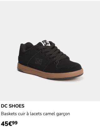 DC SHOES Baskets cuir à lacets camel garçon