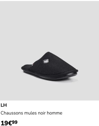 Chaussons mules noir homme LH