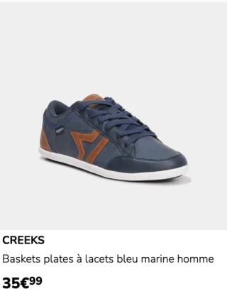 Baskets plates à lacets bleu marine homme Creeks