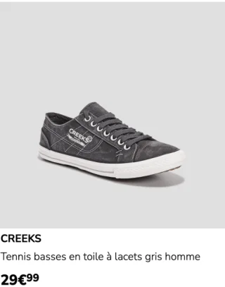 Tennis basses en toile à lacets gris homme Creeks