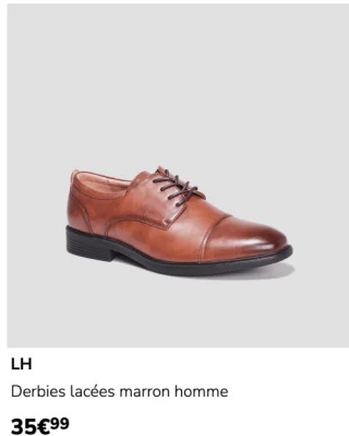 Derbies lacées marron homme LH