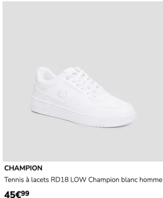 Tennis à lacets RD18 LOW Champion blanc homme