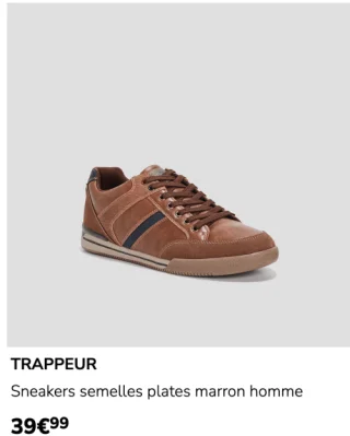 Sneakers semelles plates marron homme Trappeur