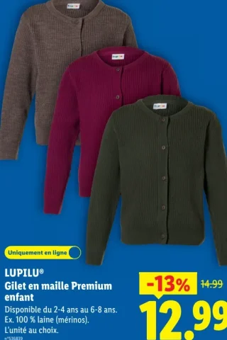 LUPILU® Gilet en maille Premium enfant