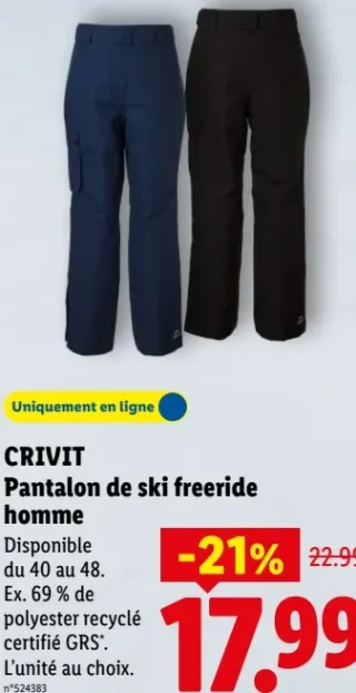 Pantalon de ski freeride homme Crivit