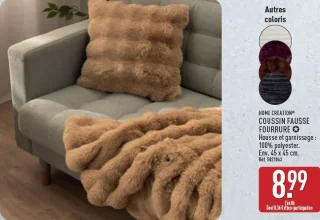 HOME CREATION® Coussin fausse fourrure