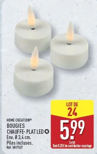 HOME CREATION Bougies chauffe-plat LED