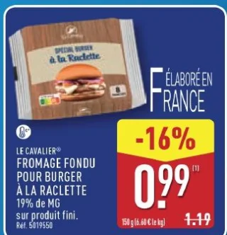 LE CAVALIER Fromage fondu pour burger à la raclette