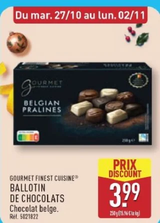 Ballotin de chocolats Chocolat belge Gourmet Finest Cuisine