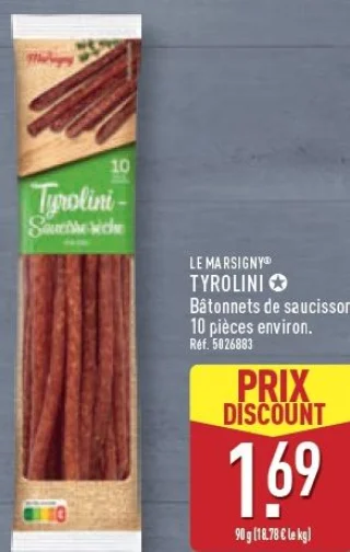 Bâtonnets de saucisson Tyrolini Le Marsigny