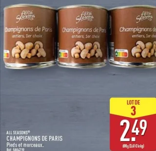 Champignons de Paris pieds et morceaux All Seasons