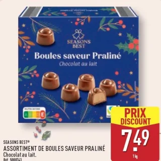 Assortiment de boules saveur praliné chocolat au lait Seasons Best